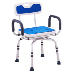 Swivel Shower Chair 360 Degree, Adjustable Shower Seat with Armrests and Backrest for Inside Shower or Bathtub, Non-Slip Rotating Bathtub Chair Seat for Elderly Disabled Injured, 400lbs Capacity