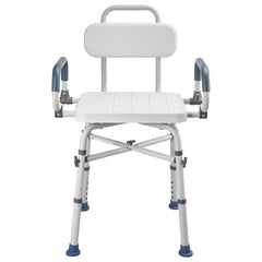 Swivel Shower Chair with Arms and Back, 227 kg Load Heavy Duty Bench Seat for Inside Shower Stall and Bathtub, Height Adjustable Bathroom Bath Tub Seat for Adults, Seniors, Elderly and Disabled