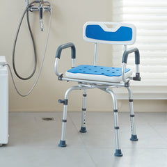 Swivel Shower Chair 360 Degree, Adjustable Shower Seat with Pivoting Arms for Inside Showers or Tubs, Non-Slip Rotating Bathtub Shower Chair for Elderly Disabled Injured, 400LBS Capacity