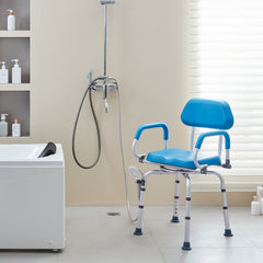 Swivel Shower Chair 360 Degree, Adjustable Shower Seat with Pivoting Arms & Padded Bath Seat for Inside Shower or Tub, Non-Slip Rotating Bathtub Chair for Elderly Disabled, 300LBS Capacity
