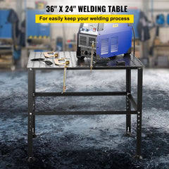 Welding Table 36" x 24", 800LBS Capacity Welding Workbench Table, Heavy-Duty Work Bench with 0.63" Fixture Holes and Non-slip Foot Pads for Welding Assembly Repair Works