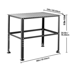 Welding Table 36" x 24", 800LBS Capacity Welding Workbench Table, Heavy-Duty Work Bench with 0.63" Fixture Holes and Non-slip Foot Pads for Welding Assembly Repair Works