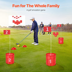 Backyard Golf Game, 6 Hole Golf Course, Golf Game Practice Games, Golf Chipping Game for Family, Adults and Kids, Portable Outdoor Yard Golf Game for Lawn, Yard, Camping, Park, Beach