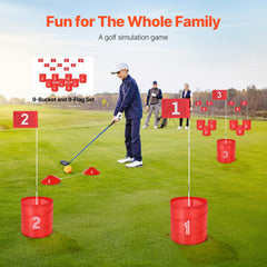 Backyard Golf Game 9 Hole Portable Bucket Golf Game for Kids and Adults
