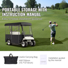 Golf Cart Enclosure, Polyester Driving Enclosure, Club Car Covers Universal Fits for 2+2 Passenger Golf Carts, Sunproof and Dustproof Outdoor Cart Cover