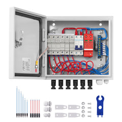 Solar PV Combiner Box 6 String 15A for Solar Panel System Steel Case IP65