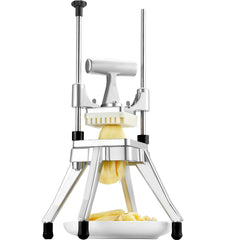Commercial Vegetable Fruit Chopper, Stainless Steel French Fry Cutter with 4 Blades 1/4" 3/8" 1/2", 6-wedge Slicer, Chopper Dicer with Tray, Heavy Duty Cutter for Potato Tomato Onion Mushroom