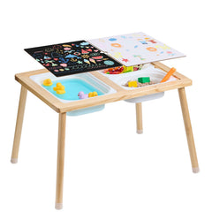 Kids Sensory Table Indoor Wooden Play Sand Water Table with 3 Storage Bins