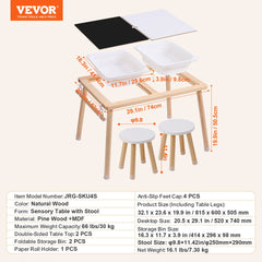 Kids Sensory Table & Chair Set Sand Water Play Table with 2 Storage Bins