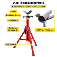 Pipe Jack Stand V-Head Foldable Legs 2500LB Max. Height 52"