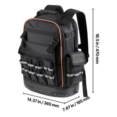 Tool Backpack, 64 Pockets, Heavy-duty Tools Storage Organizer Work Bags with Laptop Compartment & Molded Base, Electrician Jobsite Backpack for Electrician, Repairman, and HVAC Techs