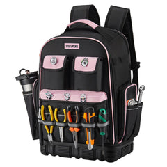Tool Backpack, 56 Pockets, Heavy-duty Tools Storage Organizer Work Bags with Laptop Compartment & Molded Base, Electrician Jobsite Backpack for Electrician, Repairman, and HVAC Techs