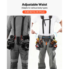 Tool Belt, 22 Pockets Tool Pouch with Suspenders for Men, Heavy Duty Adjustable Utility Belt Bag Suspenders for Electrician, Carpenter, Construction, Work Apron Organizer Waist Adjust 81-173 cm