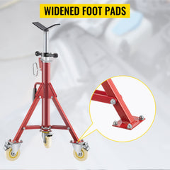 Pipe Stand, Pipe Jack Stands with Casters Adjustable Height 28-52 Inch, V Head Pipe Stand 882 LB, Folding Portable Pipe Stands 1/8 to 12 Inch Pipe Supporting, Steel Jack Stand