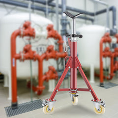 Pipe Stand, Pipe Jack Stands with Casters Adjustable Height 28-52 Inch, V Head Pipe Stand 882 LB, Folding Portable Pipe Stands 1/8 to 12 Inch Pipe Supporting, Steel Jack Stand