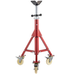 Pipe Stand, Pipe Jack Stands with Casters Adjustable Height 28-52 Inch, V Head Pipe Stand 882 LB, Folding Portable Pipe Stands 1/8 to 12 Inch Pipe Supporting, Steel Jack Stand