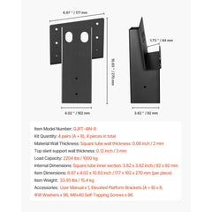 Deer Blind Brackets, Outdoor 3.6x3.6 Platform Bracket, Fit 3.5x3.5 In / 88.9x88.9 mm Lumber, 2204lbs/1000kg Capacity Steel Elevator Brackets for Deer Stand, Hunting Blinds, Shooting Shack, 8 Pcs