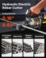 Electric Hydraulic Rebar Cutter, 1000W Portable Rebar Cutter, Cutting up to 5/8 Inch (4-16mm) #5 Rebar within 2 Seconds, High Power Steel Rebar Cutter with Oil Can Rich Accessories,Black RC-16