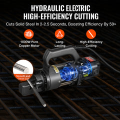Electric Hydraulic Rebar Cutter, 1000W Portable Rebar Cutter, Cutting up to 5/8 Inch (4-16mm) #5 Rebar within 2 Seconds, High Power Steel Rebar Cutter with Oil Can Rich Accessories,Black RC-16