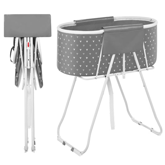 Portable Dog Bathtub, Elevated & Foldable Space-saving Pet Shower Station with Efficient Drainage, Bathing Tub for Washing & Grooming Small and Medium Size Dogs and Cats Indoor & Outdoor, Grey