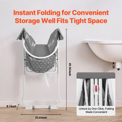 Portable Dog Bathtub, Elevated & Foldable Space-saving Pet Shower Station with Efficient Drainage, Bathing Tub for Washing & Grooming Small and Medium Size Dogs and Cats Indoor & Outdoor, Grey