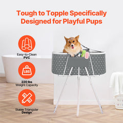 Portable Dog Bathtub, Elevated & Foldable Space-saving Pet Shower Station with Efficient Drainage, Bathing Tub for Washing & Grooming Small and Medium Size Dogs and Cats Indoor & Outdoor, Grey