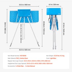 Portable Dog Bathtub, Elevated & Foldable Space-saving Pet Shower Station with Quick Drainage, Bathing Tub for Washing & Grooming Small and Medium Size Dogs and Cats Indoor & Outdoor, Light Blue