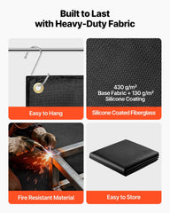 Welding Blanket, 1829mm x 2438mm Silicone Coated Fiberglass Welding Blanket, 1800°F Heat Resistant Safety Protection Blankets, Flame Retardant Fireproof Insulation Mat with Metal Grommets