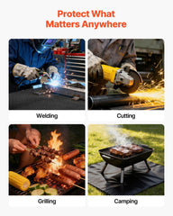 Welding Blanket, 1829mm x 2438mm Silicone Coated Fiberglass Welding Blanket, 1800°F Heat Resistant Safety Protection Blankets, Flame Retardant Fireproof Insulation Mat with Metal Grommets