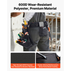 Tool Belt, 18 Pockets Professional Tool Pouch for Men, Heavy Duty Adjustable Utility Belt Detachable Work Bag for Electrician, Carpenter, Construction, Work Apron Organizer, Adjusts 80-131 cm