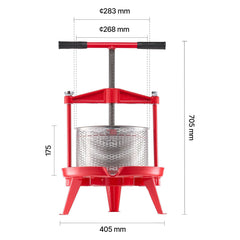 2.38 Gal/9L Fruit Wine Press, Stainless Steel Basket with Cross-beam and Triangular Structure, Manual Juice Maker, Cider Apple Grape Tincture Making Press with T-Handle for Kitchen Home
