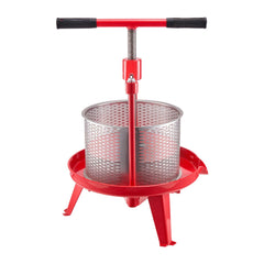 2.38 Gal/9L Fruit Wine Press, Stainless Steel Basket with Cross-beam and Triangular Structure, Manual Juice Maker, Cider Apple Grape Tincture Making Press with T-Handle for Kitchen Home
