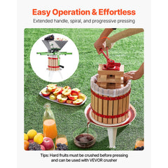 Fruit Wine Press Manual Press for Wine Making 3.2 Gal/12L Wood Basket