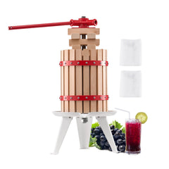 1.6 Gal/6L Fruit Wine Press, Solid Wood Basket with 8 Blocks, Heavy Duty Manual Juice Maker, Cider Apple Grape Tincture Honey Olive Oil Making Press with Handle for Kitchen, Home