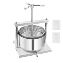 3.17 Gal/12L Fruit Wine Press, 2 Stainless Steel Barrels, Manual Juice Maker, Cider Apple Grape Tincture Honey Olive Oil Making Press with Triangular Handle for Outdoor Kitchen Home
