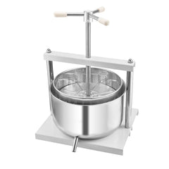 3.17 Gal/12L Fruit Wine Press, 2 Stainless Steel Barrels, Manual Juice Maker, Cider Apple Grape Tincture Honey Olive Oil Making Press with Triangular Handle for Outdoor Kitchen Home
