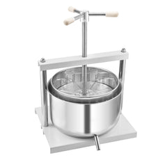 3.17 Gal/12L Fruit Wine Press, 2 Stainless Steel Barrels, Manual Juice Maker, Cider Apple Grape Tincture Honey Olive Oil Making Press with Triangular Handle for Outdoor Kitchen Home