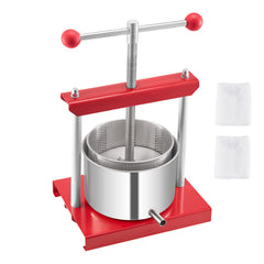 0.8 Gal/3L Fruit Wine Press, 2 Stainless Steel Barrels, Manual Juice Maker, Cider Apple Grape Tincture Honey Olive Oil Making Press with T-Handle for Outdoor Kitchen Home