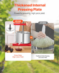 Fruit Wine Press Manual Press for Wine Making 1.6 Gal/6L Stainless Steel