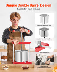 Fruit Wine Press Manual Press for Wine Making 1.6 Gal/6L Stainless Steel