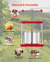 Fruit Wine Press Manual Press for Wine Making 1.6 Gal/6L Stainless Steel