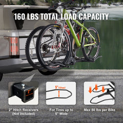 2-Bike Rack Hitch Mount 160lbs Folding Carrier Car Truck SUV 2