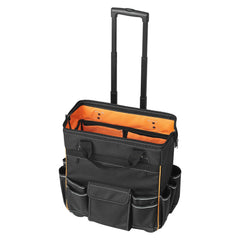 Rolling Tool Bag, 110 lbs Load Capacity, 25 Pockets Heavy Duty Roller Tool Bag with Adjustable Telescoping Handle & Stable Base, Toolbag Organizers with Wheels for Electrician, Construction