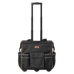 Rolling Tool Bag, 110 lbs Load Capacity, 25 Pockets Heavy Duty Roller Tool Bag with Adjustable Telescoping Handle & Stable Base, Toolbag Organizers with Wheels for Electrician, Construction