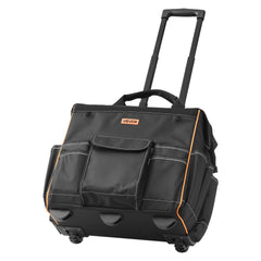 Rolling Tool Bag, 110 lbs Load Capacity, 25 Pockets Heavy Duty Roller Tool Bag with Adjustable Telescoping Handle & Stable Base, Toolbag Organizers with Wheels for Electrician, Construction