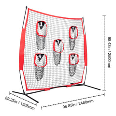 6 x 6 ft Football Trainer Throwing Net, Training Throwing Target Practice Net with 5 Target Pockets, Knotless Net Includes Bow Frame and Portable Carry Case, Improve QB Throwing Accuracy, Red