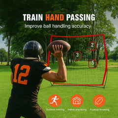 6 x 6 ft Football Trainer Throwing Net, Training Throwing Target Practice Net with 5 Target Pockets, Knotless Net Includes Bow Frame and Portable Carry Case, Improve QB Throwing Accuracy, Red