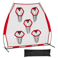 2133.6 x 2133.6mm Football Trainer Throwing Net, Training Throwing Target Practice Net with 5 Target Pockets, Knotless Net Includes Straps and Portable Carry Case, Improve QB Throwing Accuracy