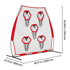 2133.6 x 2133.6mm Football Trainer Throwing Net, Training Throwing Target Practice Net with 5 Target Pockets, Knotless Net Includes Straps and Portable Carry Case, Improve QB Throwing Accuracy
