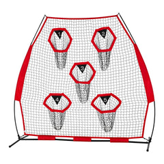 2133.6 x 2133.6mm Football Trainer Throwing Net, Training Throwing Target Practice Net with 5 Target Pockets, Knotless Net Includes Straps and Portable Carry Case, Improve QB Throwing Accuracy